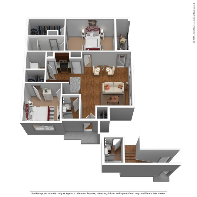 2 Beds • 2 Bath 19101 floor plan